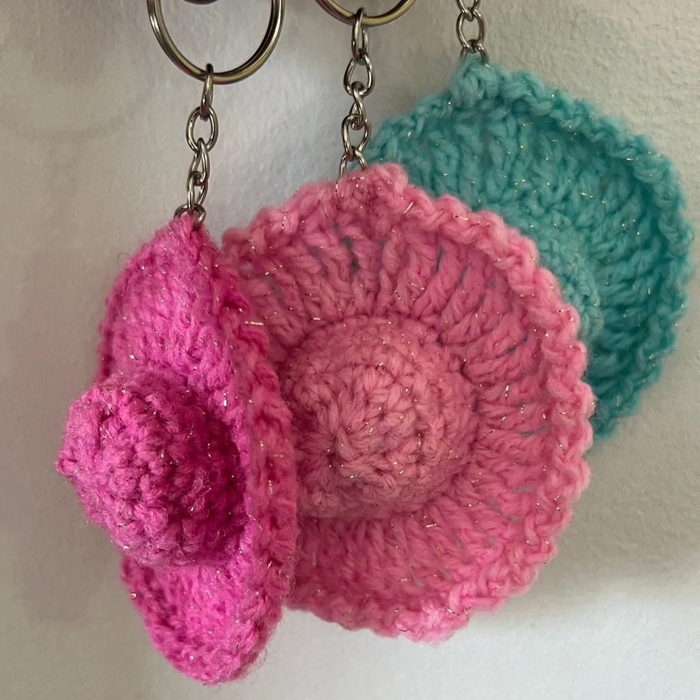 Handmade Crochet Hat Keychains - Pink - Picture 3 of 7
